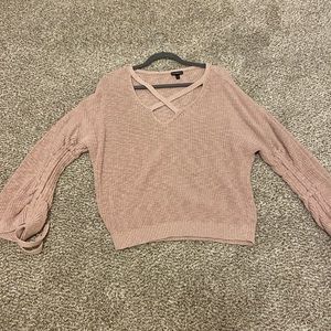 Light pink tie sleeve Express sweater